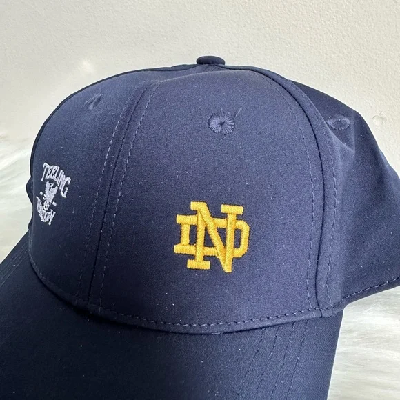 NEW Navy Blue and Gold Notre Dame and Teeling Whisky Embroidered Logo Cap - Picture 4 of 16
